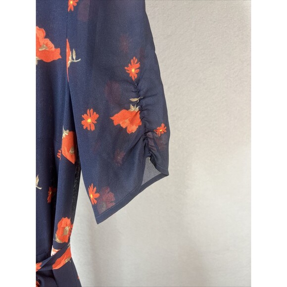 Reformation Wrap Dress Womens XS Napa Cha Cha Blue Red Floral Midi Dainty - Picture 5 of 11